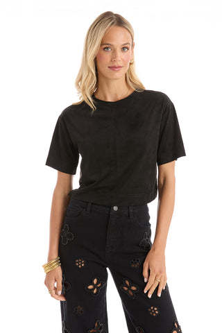 Naya Suede T-Shirt - Black