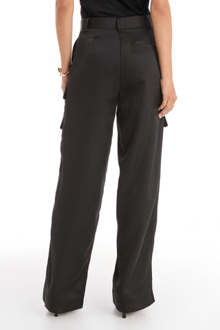 Milan Satin Cargo Pant - Black