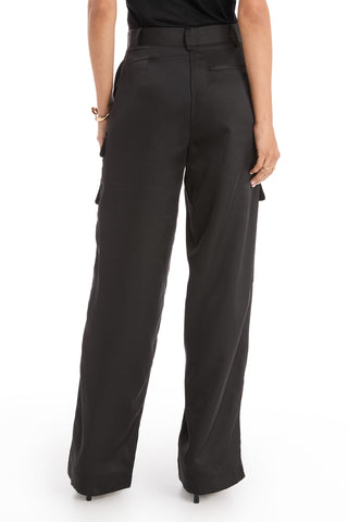 Milan Satin Cargo Pant - Black