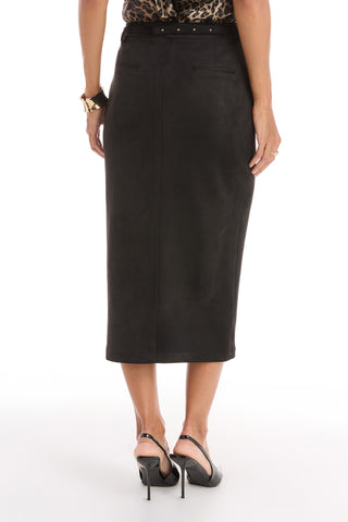 Kendra Sueded Midi Skirt - Black