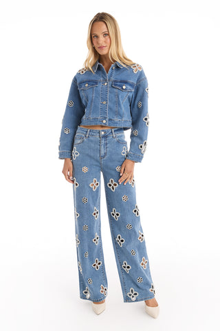 Kaia Pearl High Rise Jean - Medium Blue