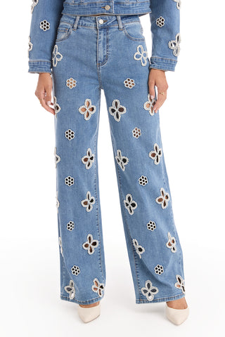 Kaia Pearl High Rise Jean - Medium Blue