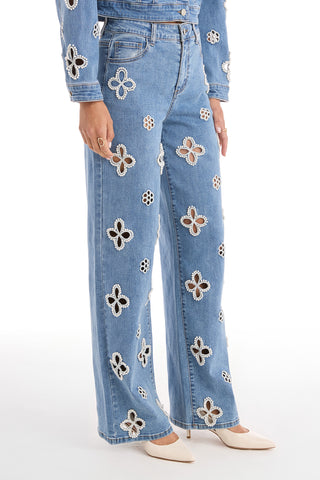 Kaia Pearl High Rise Jean - Medium Blue