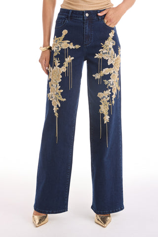 Rocco Gold Embellished Jean - Indigo