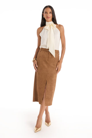 Rina Tie Neck Blouse - Pearl