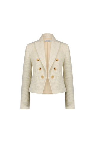 Gabrielle Tweed Double Breasted Blazer - Beige