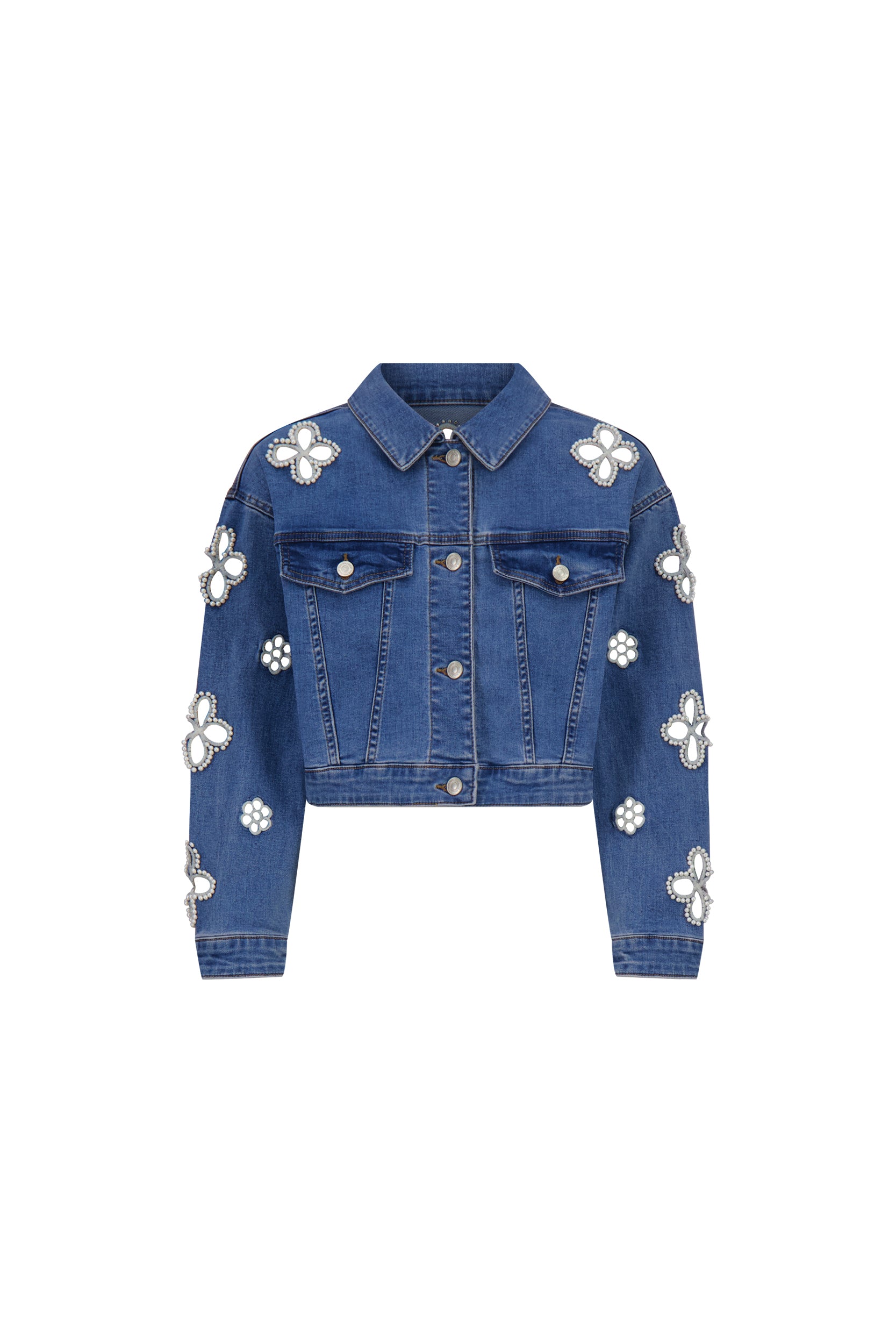Kaia Pearl Jean Jacket Medium Blue - Main Image