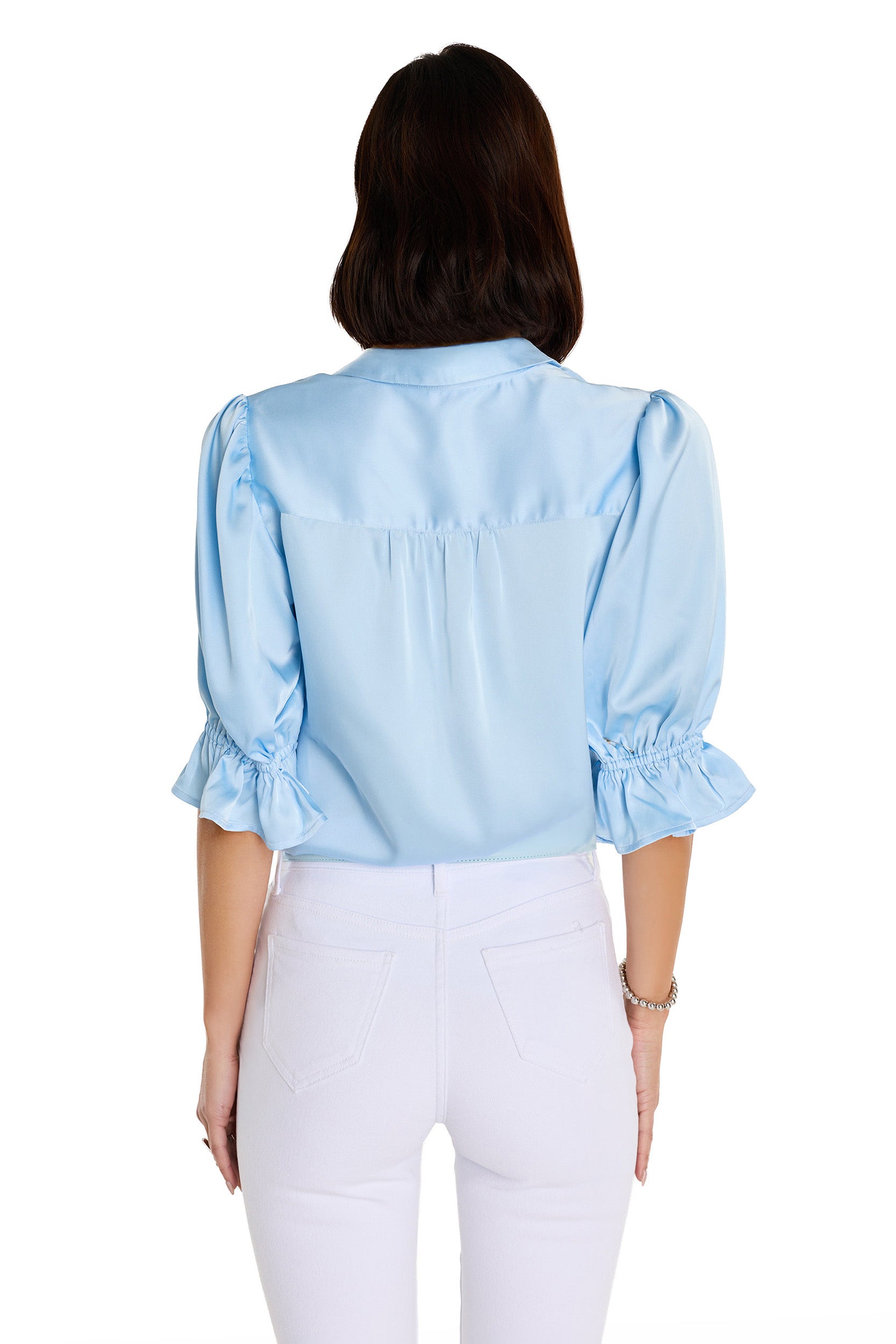 Cindy Ruffle Sleeve Blouse - Sky Blue – The Noli Shop