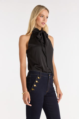 Rina Tie Neck Blouse - Black
