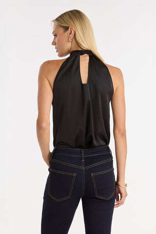 Rina Tie Neck Blouse - Black