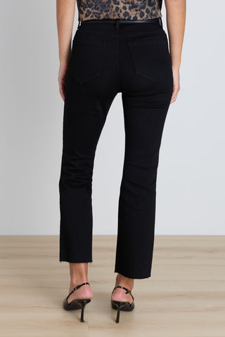 Back view of the Nicolette Cropped Jean - Black showing the four-way stretch fit