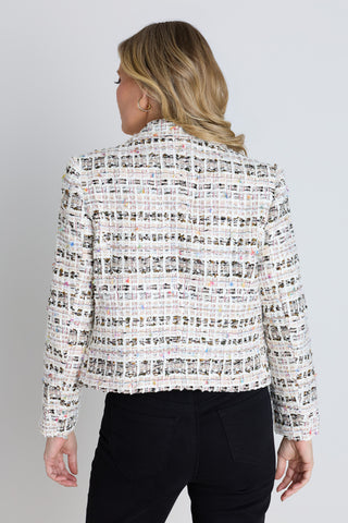 Gabrielle Double Breasted Tweed Blazer - Ecru Multi