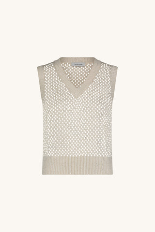 Addison Sequin Crochet Top - Pearl