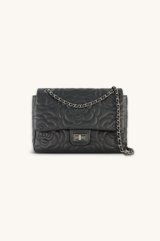Alessia Rose Embossed Leather Bag - Black