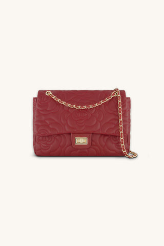 Alessia Rose Embossed Leather Bag - Merlot