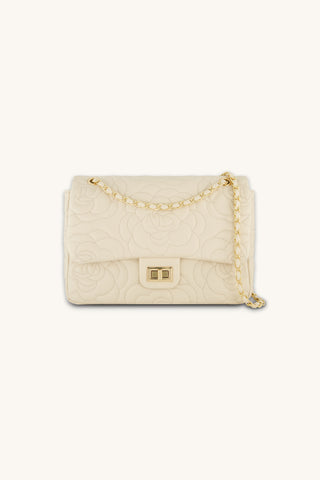Alessia Rose Embossed Leather Bag - Pearl