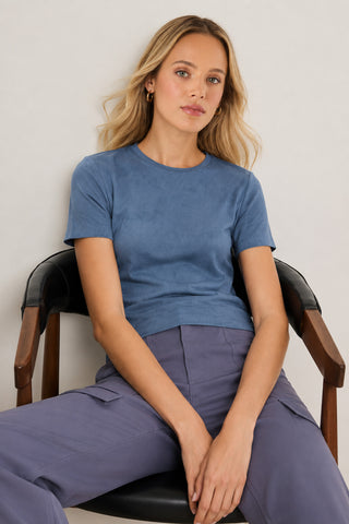 Amaya Suede T-Shirt - Blue