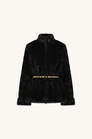 Antonia Belted Fur Jacket - Black product image