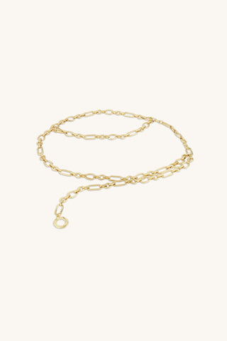 Arden Chain Belt in Gold, gold-tone chain belt with engraved charm, The Noli Shop