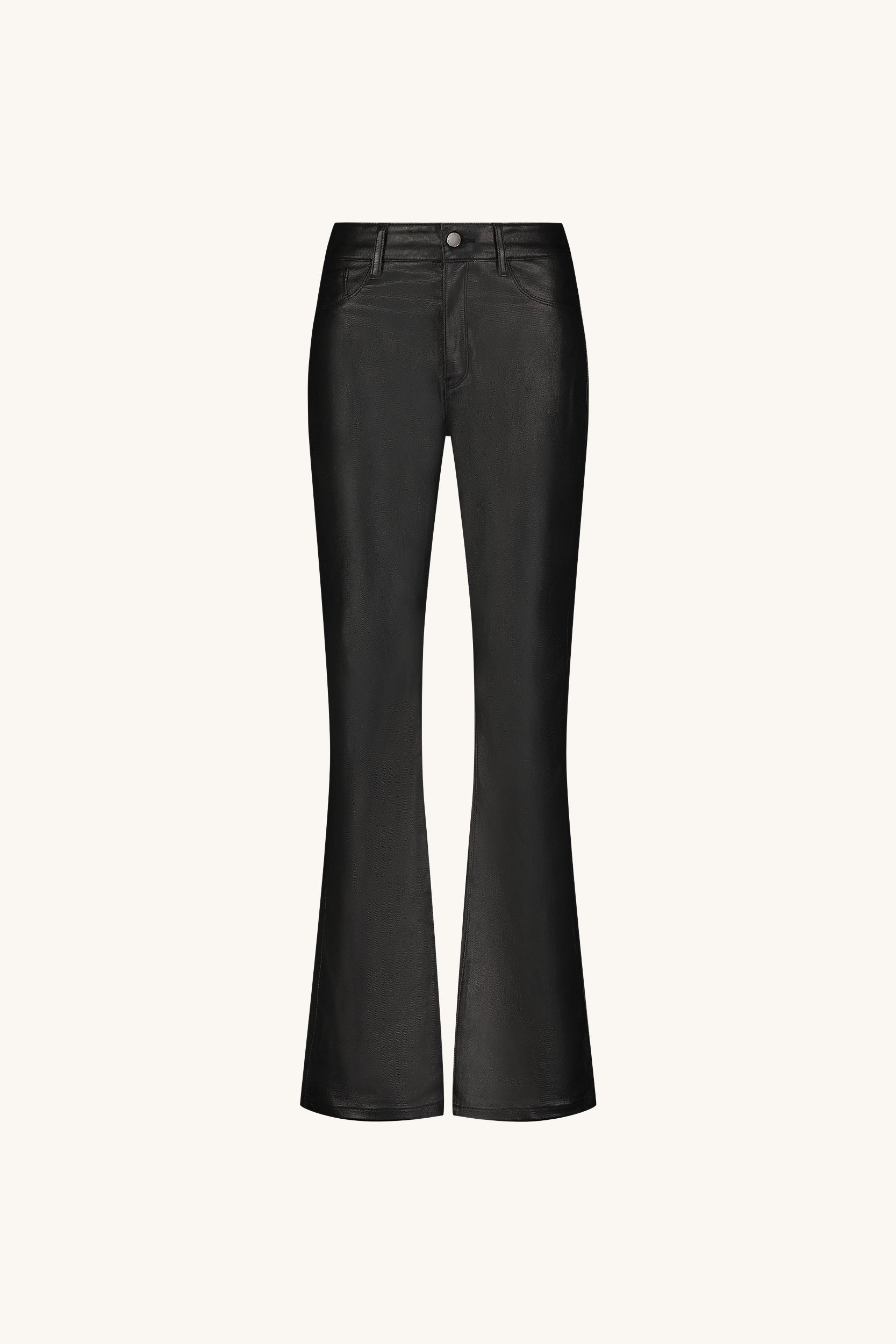 Jentlouis Resin Coated Flare Denim ブラック Aria Coated Flare Jean - Black | Coated Denim | Noli – The Noli Shop