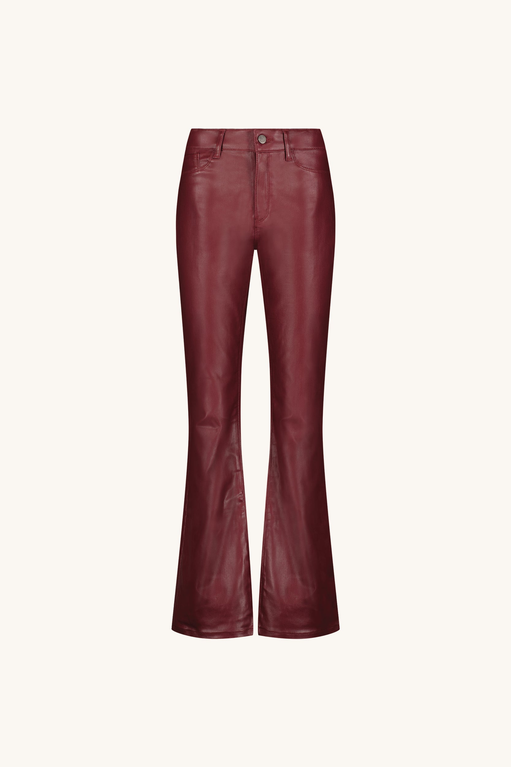 Aria Coated Flare Jean - Merlot | Coated Denim | Noli – The Noli Shop