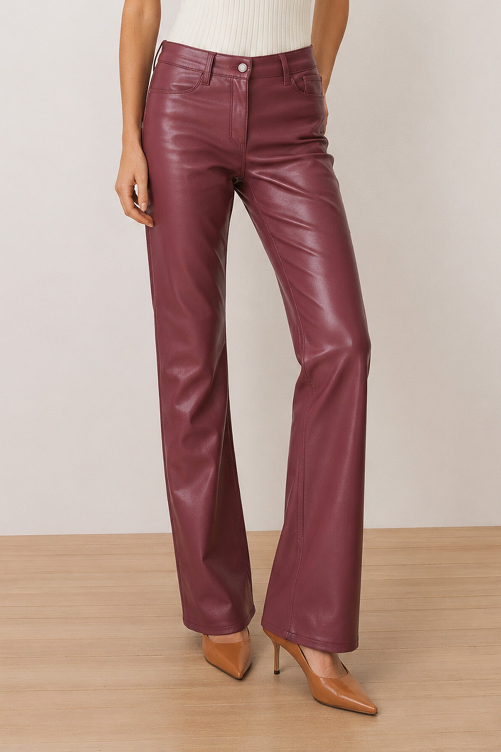 Merlot Coated Flare Jeans for Women | The Noli Shop