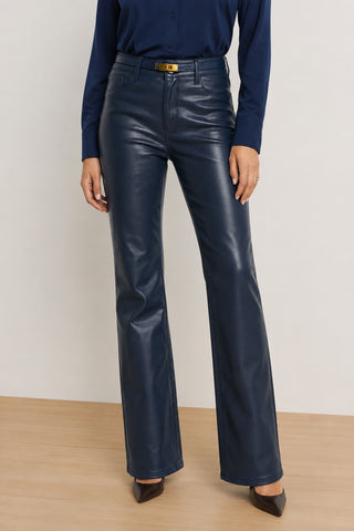 Aria Coated Flare Jean - Navy