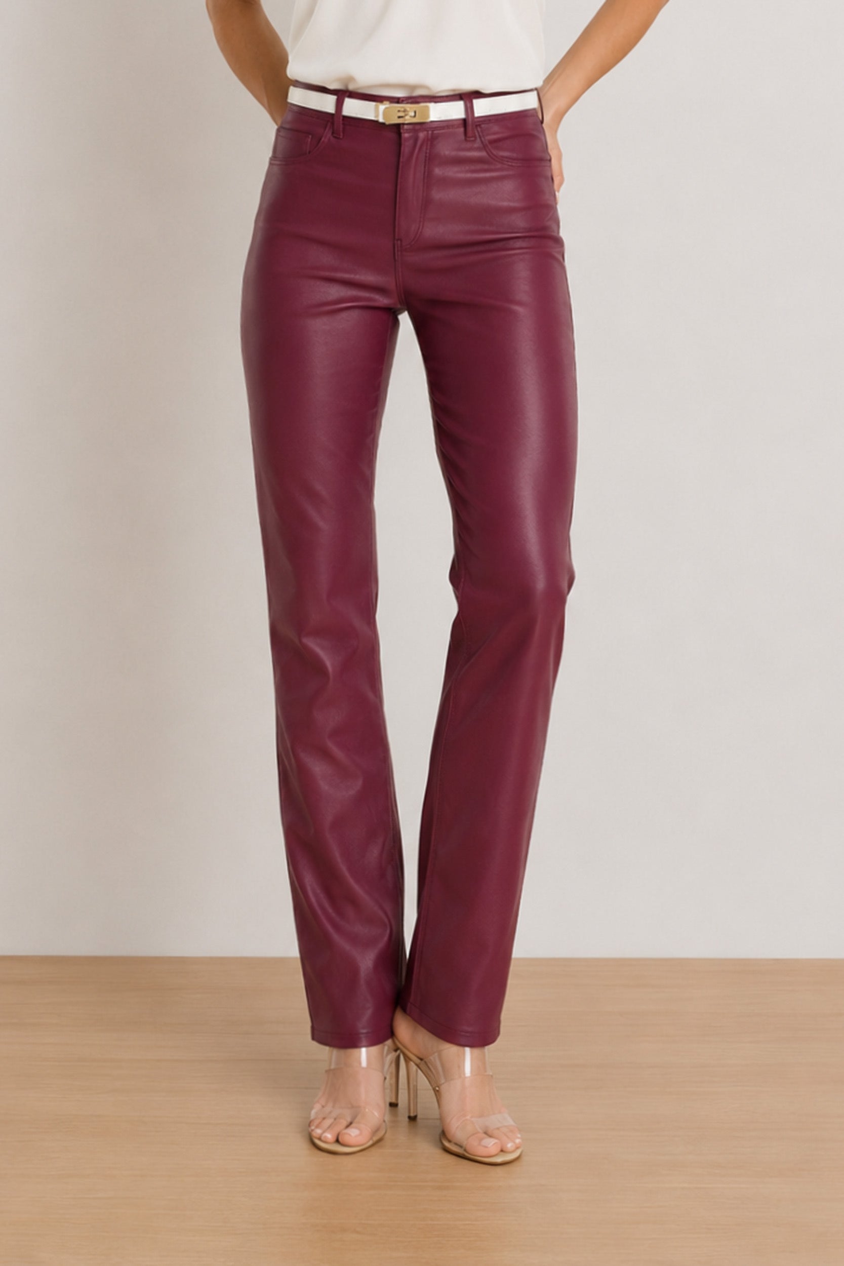 Aria Coated Flare Jean - Sangria