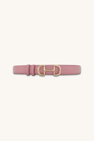Bettie Belt in Blush, soft pink pebbled belt with gold horsebit buckle, The Noli Shop