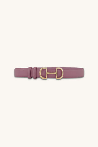 Bettie Belt in Mauve, soft mauve pebbled belt with gold horsebit buckle, The Noli Shop