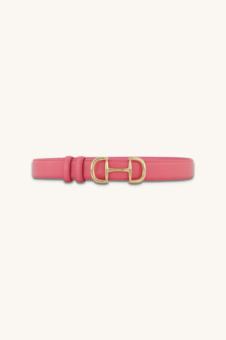 Bettie Belt in Petal Pink, delicate pink pebbled belt with gold horsebit buckle, The Noli Shop