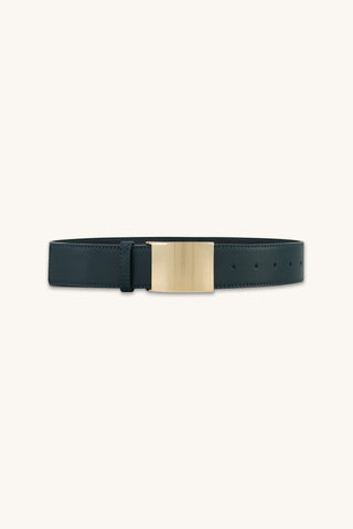 Bianca Belt in Deep Teal, teal suede belt with gold plate buckle, The Noli Shop