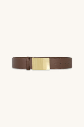 Bianca Belt in Java, deep brown belt with rectangular gold buckle, The Noli Shop