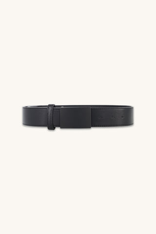 Bianca Belt in Noir, black suede belt with matte black buckle, The Noli Shop