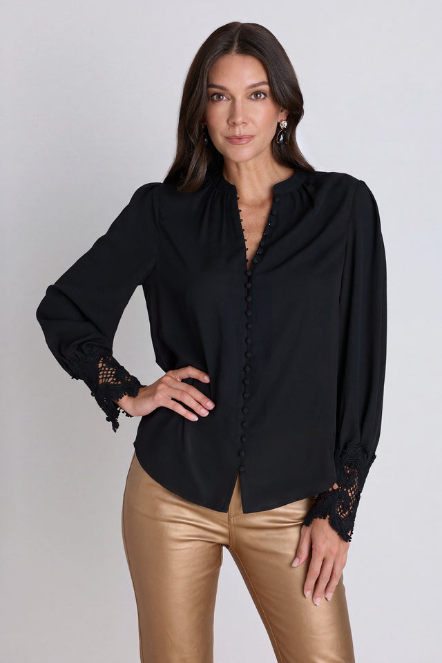 Blake Lace Sleeve Blouse - Black