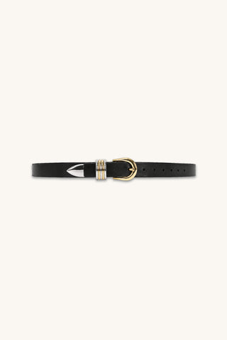 Blair Belt in Black, black belt with mixed metal loop hardware, The Noli Shop