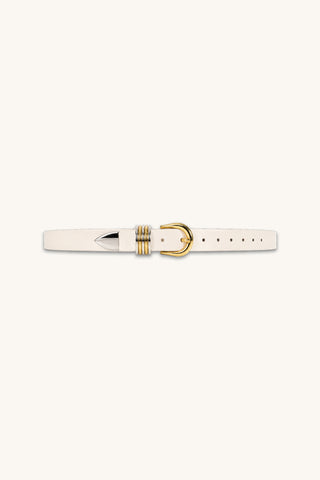 Blair Belt in Pearl, pearl belt with mixed metal loop hardware, The Noli Shop
