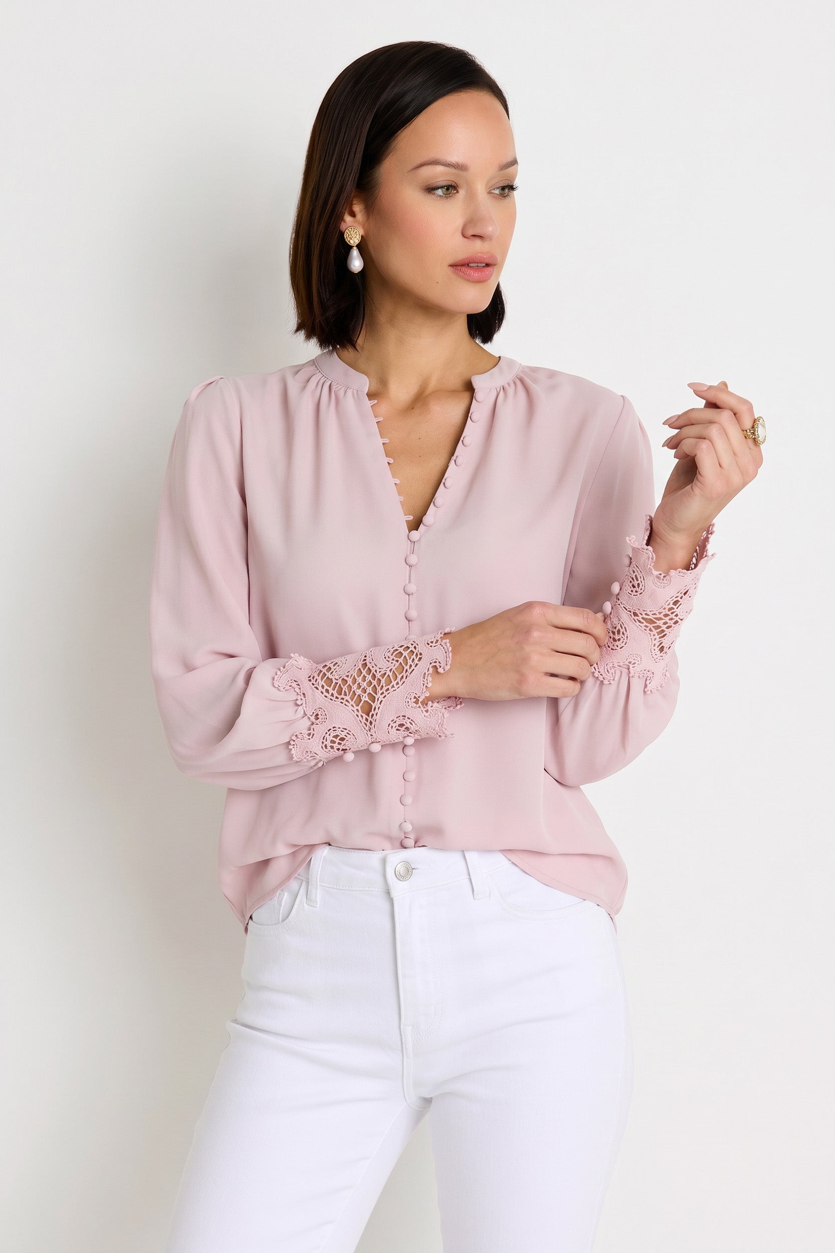 Blush Lace Sleeve Blouse for Women | The Noli Shop