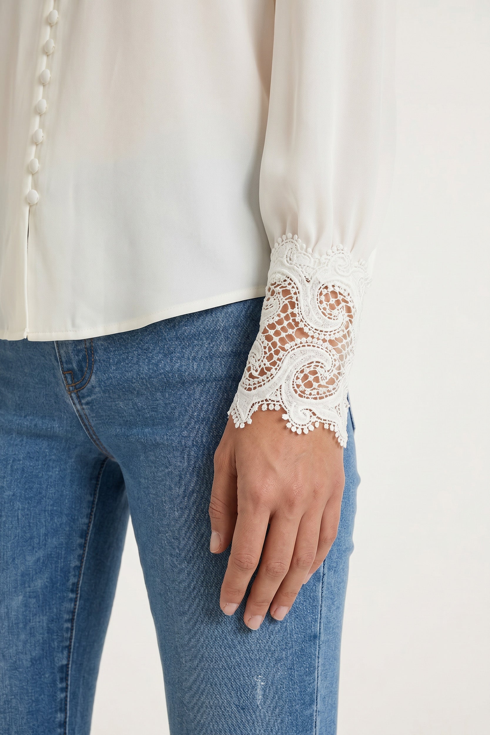 White Lace Sleeve Blouse for Women | The Noli Shop
