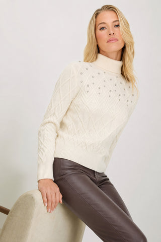 Cara Crystal Sweater - Pearl