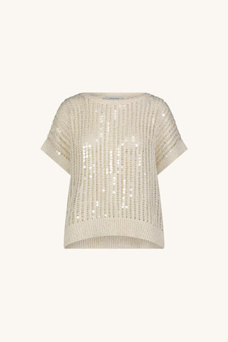 Carmela Sequin Knit Top - Pearl