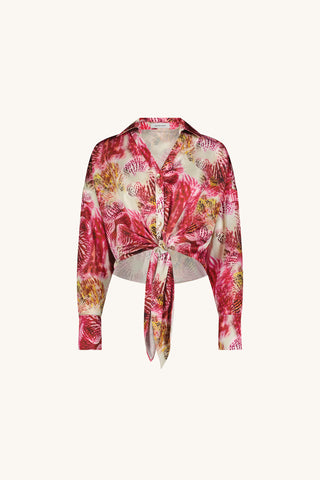 Cecilia Silk Tie-Front Blouse - Bright Orchid