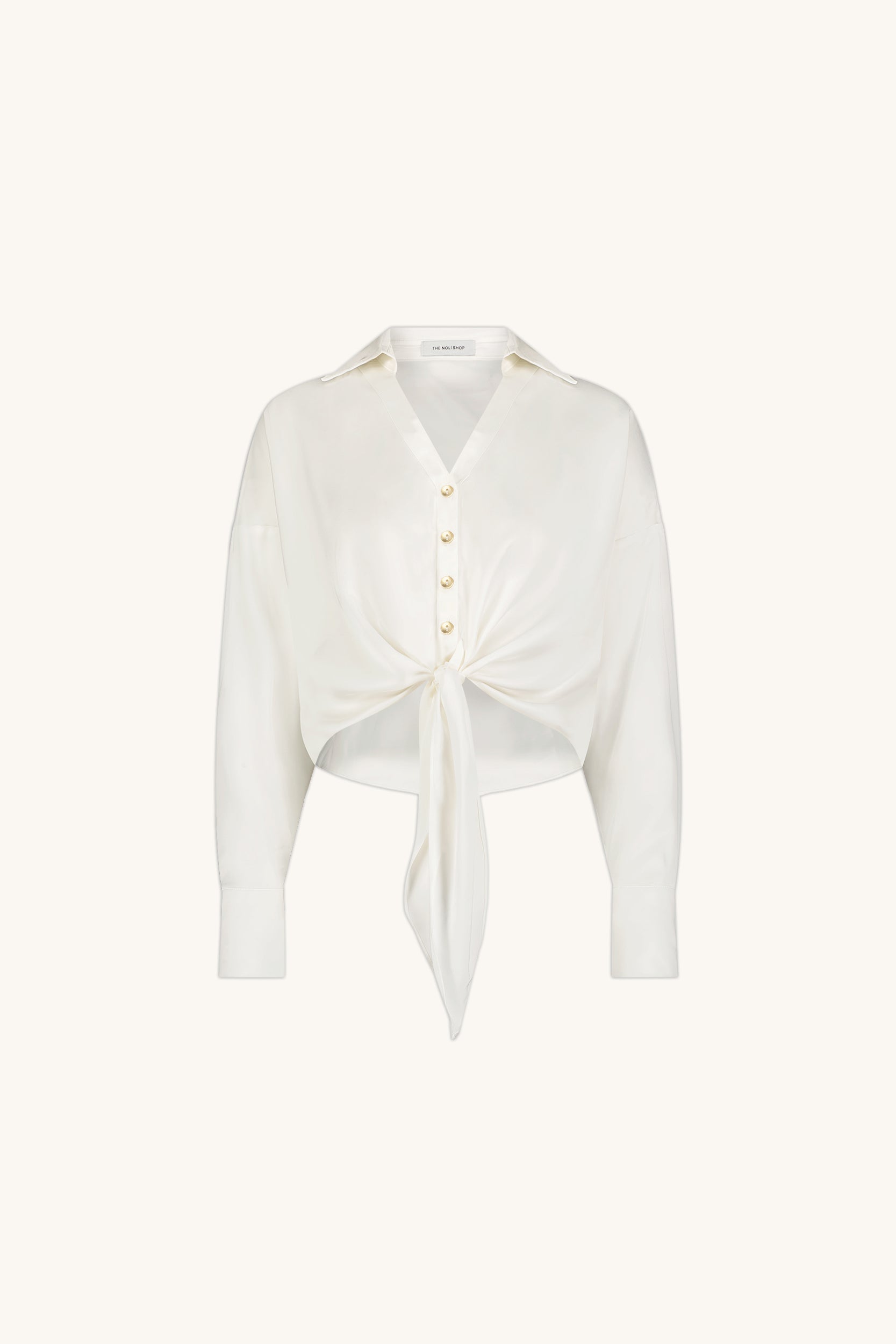 Cecilia Silk Tie-Front Blouse - White | The Noli Shop