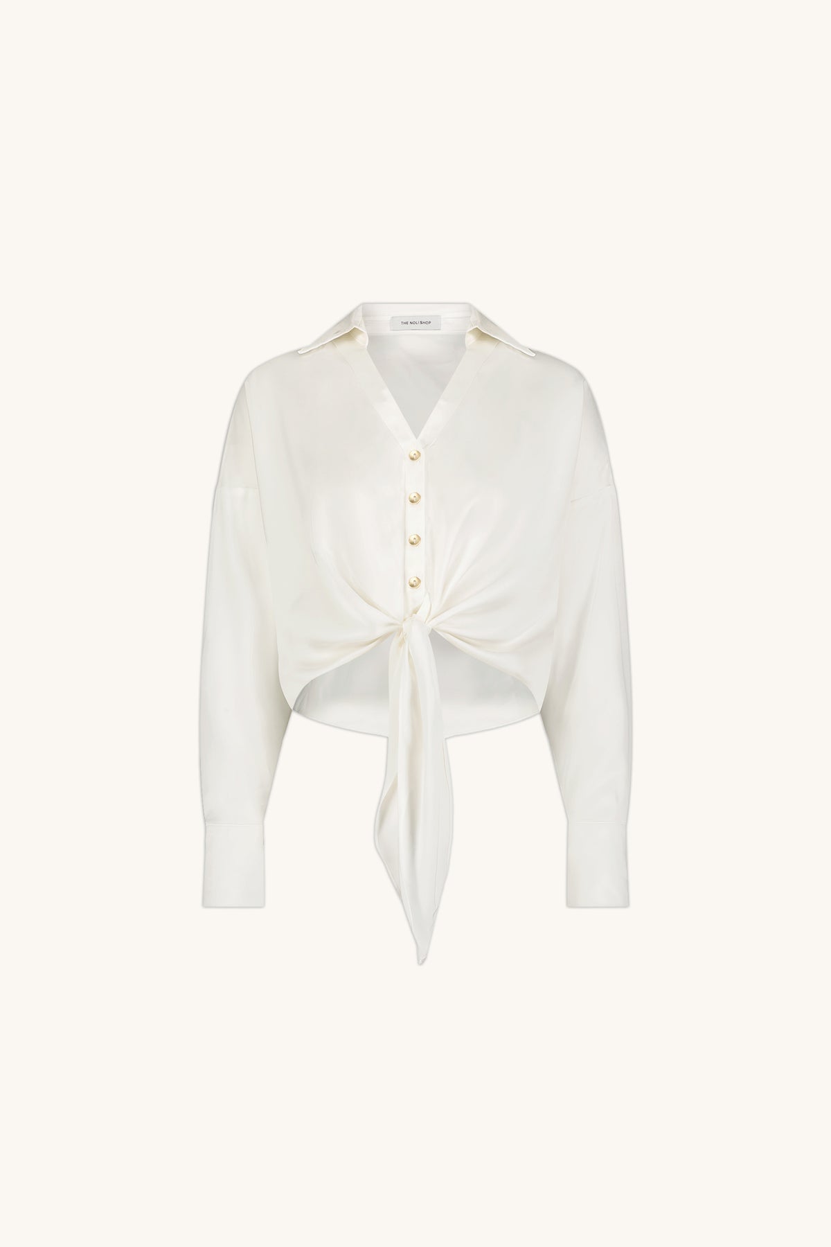 Cecilia Silk Tie-Front Blouse - White | The Noli Shop