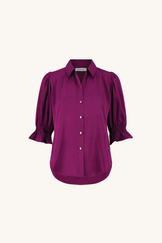 Cindy Ruffle Sleeve Blouse - Mulberry