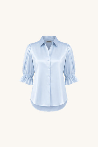 Cindy Ruffle Sleeve Blouse - Sky Blue