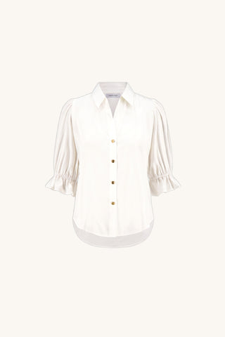 Cindy Ruffle Sleeve Blouse - White