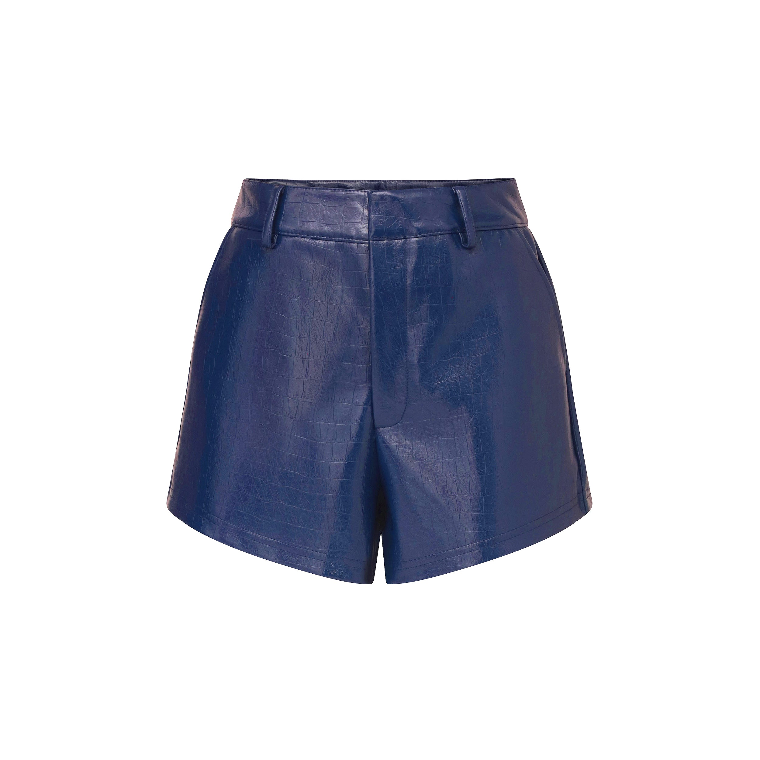 Croco Faux Leather Short - Midnight Blue