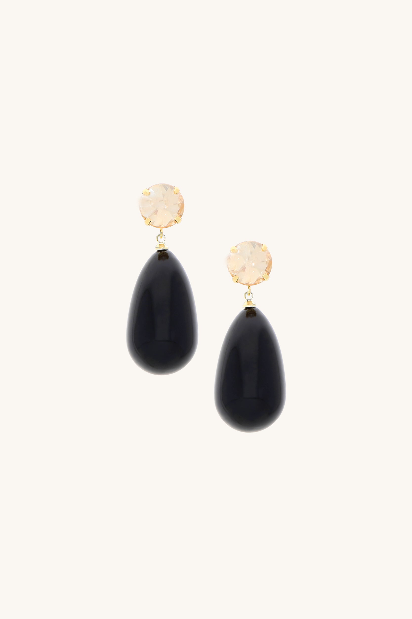 Crystal Drop Statement Earrings - Black