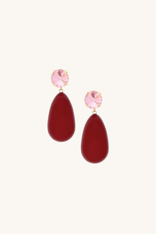 Crystal Drop Statement Earrings - Mulberry
